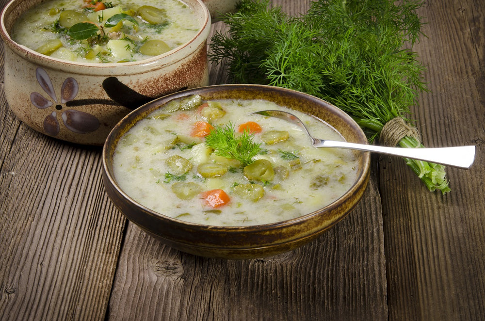 fresh and tasty Polish pickled cucumbers soup